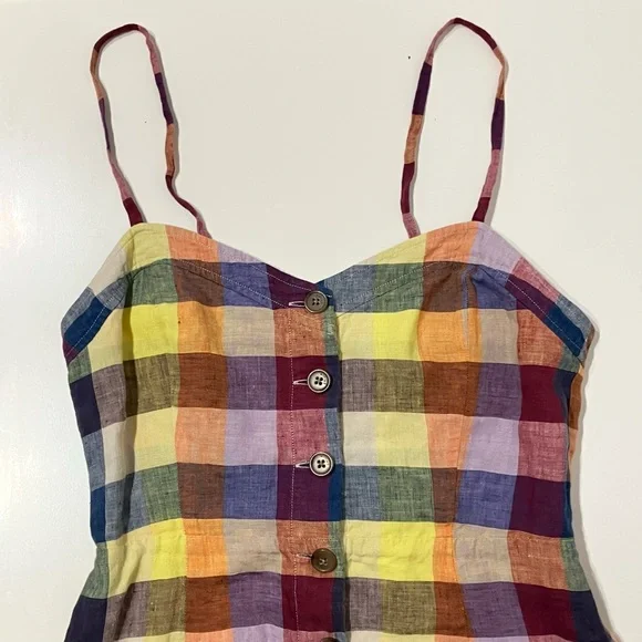Aritzia Wilfred Ducharme Linen Button Down Plaid Mini Dress 6 - Picture 3 of 9